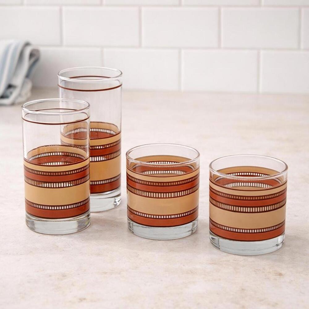 Vintage Dominion Mid Century Modern Glassware Set | 8-Piece Barware Set